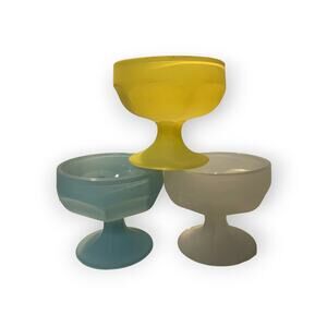 Vintage Federal Glass 3 frosted glass dessert ice cream sherbet pedestal cups